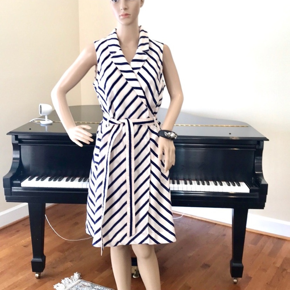 NWT Banana Republic stripe trench wrap dress - Picture 3 of 8